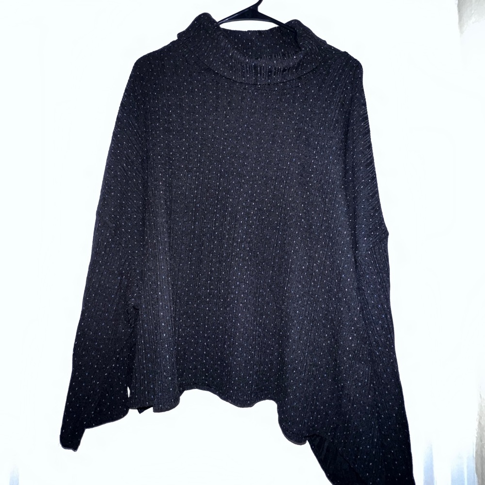 Modcloth ribbed cropped color fleck drop shoulder 4x turtleneck sweater